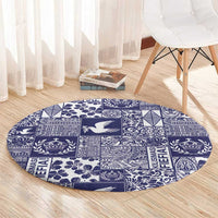 Blue Tonga Kilisimasi Fiefia Round Carpet Pacific Patchwork Xmas Vibes - Polynesian Pride