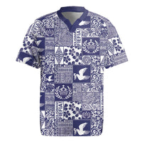 Blue Tonga Kilisimasi Fiefia Rugby Jersey Pacific Patchwork Xmas Vibes LT9 Blue - Polynesian Pride
