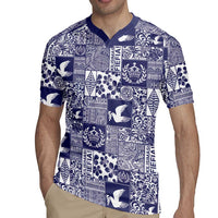 Blue Tonga Kilisimasi Fiefia Rugby Jersey Pacific Patchwork Xmas Vibes LT9 - Polynesian Pride
