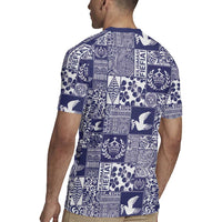 Blue Tonga Kilisimasi Fiefia Rugby Jersey Pacific Patchwork Xmas Vibes LT9 - Polynesian Pride