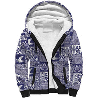 Blue Tonga Kilisimasi Fiefia Sherpa Hoodie Pacific Patchwork Xmas Vibes - Polynesian Pride
