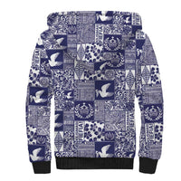 Blue Tonga Kilisimasi Fiefia Sherpa Hoodie Pacific Patchwork Xmas Vibes - Polynesian Pride