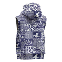 Blue Tonga Kilisimasi Fiefia Sleeveless Zip Hoodie Pacific Patchwork Xmas Vibes LT9 - Polynesian Pride