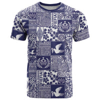 Blue Tonga Kilisimasi Fiefia T Shirt Pacific Patchwork Xmas Vibes LT9 Blue - Polynesian Pride