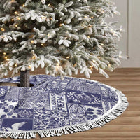 Blue Tonga Kilisimasi Fiefia Tree Skirt Pacific Patchwork Xmas Vibes - Polynesian Pride