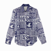 Blue Tonga Kilisimasi Fiefia Women Casual Shirt Pacific Patchwork Xmas Vibes - Polynesian Pride