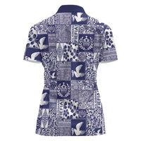 Blue Tonga Kilisimasi Fiefia Women Polo Shirt Pacific Patchwork Xmas Vibes LT9 - Polynesian Pride