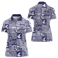 Blue Tonga Kilisimasi Fiefia Women Polo Shirt Pacific Patchwork Xmas Vibes LT9 - Polynesian Pride