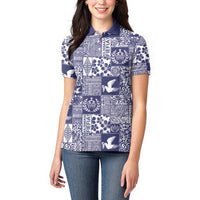 Blue Tonga Kilisimasi Fiefia Women Polo Shirt Pacific Patchwork Xmas Vibes LT9 - Polynesian Pride