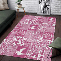 Pink Tonga Kilisimasi Fiefia Area Rug Pacific Patchwork Xmas Vibes - Polynesian Pride