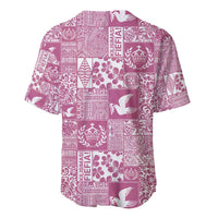 Pink Tonga Kilisimasi Fiefia Baseball Jersey Pacific Patchwork Xmas Vibes - Polynesian Pride