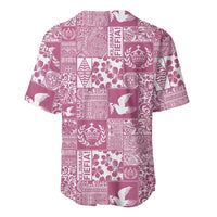 Pink Tonga Kilisimasi Fiefia Baseball Jersey Pacific Patchwork Xmas Vibes LT9 - Polynesian Pride