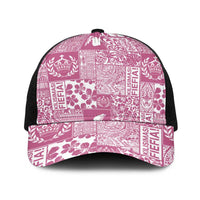 Pink Tonga Kilisimasi Fiefia Baseball Net Cap Pacific Patchwork Xmas Vibes - Polynesian Pride