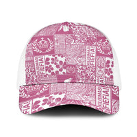 Pink Tonga Kilisimasi Fiefia Baseball Net Cap Pacific Patchwork Xmas Vibes LT9 One Size White Pink - Polynesian Pride