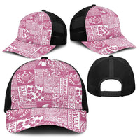 Pink Tonga Kilisimasi Fiefia Baseball Net Cap Pacific Patchwork Xmas Vibes LT9 - Polynesian Pride