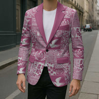 Pink Tonga Kilisimasi Fiefia Blazer Pacific Patchwork Xmas Vibes - Polynesian Pride
