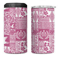 Pink Tonga Kilisimasi Fiefia 4 in 1 Can Cooler Tumbler Pacific Patchwork Xmas Vibes - Polynesian Pride