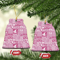Pink Tonga Kilisimasi Fiefia Ceramic Ornament Pacific Patchwork Xmas Vibes - Polynesian Pride