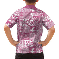 Pink Tonga Kilisimasi Fiefia Family Matching Long Sleeve Bodycon Dress and Hawaiian Shirt Pacific Patchwork Xmas Vibes - Polynesian Pride
