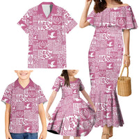 Pink Tonga Kilisimasi Fiefia Family Matching Mermaid Dress and Hawaiian Shirt Pacific Patchwork Xmas Vibes - Polynesian Pride