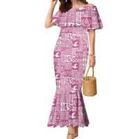 Pink Tonga Kilisimasi Fiefia Family Matching Mermaid Dress and Hawaiian Shirt Pacific Patchwork Xmas Vibes - Polynesian Pride
