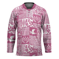 Pink Tonga Kilisimasi Fiefia Hockey Jersey Pacific Patchwork Xmas Vibes LT9 Unisex Pink - Polynesian Pride