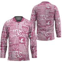 Pink Tonga Kilisimasi Fiefia Hockey Jersey Pacific Patchwork Xmas Vibes - Polynesian Pride