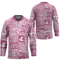 Pink Tonga Kilisimasi Fiefia Hockey Jersey Pacific Patchwork Xmas Vibes LT9 - Polynesian Pride