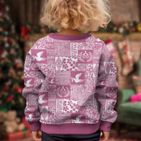 Pink Tonga Kilisimasi Fiefia Kid Ugly Christmas Sweater Pacific Patchwork Xmas Vibes - Polynesian Pride