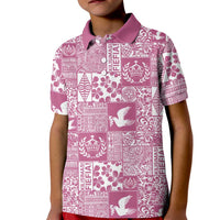 Pink Tonga Kilisimasi Fiefia Kid Polo Shirt Pacific Patchwork Xmas Vibes LT9 Kid Pink - Polynesian Pride