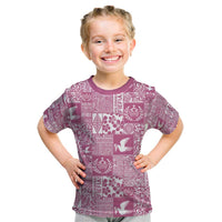 Pink Tonga Kilisimasi Fiefia Kid T Shirt Pacific Patchwork Xmas Vibes LT9 Pink - Polynesian Pride