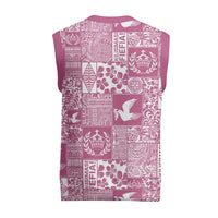 Pink Tonga Kilisimasi Fiefia Christmas Knitted V-Neck Vest Pacific Patchwork Xmas Vibes - Polynesian Pride