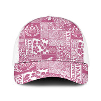 Pink Tonga Kilisimasi Fiefia Mesh Trucker Cap Pacific Patchwork Xmas Vibes LT9 One Size White Pink - Polynesian Pride