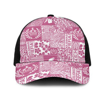 Pink Tonga Kilisimasi Fiefia Mesh Trucker Cap Pacific Patchwork Xmas Vibes LT9 One Size Black Pink - Polynesian Pride
