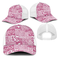 Pink Tonga Kilisimasi Fiefia Mesh Trucker Cap Pacific Patchwork Xmas Vibes LT9 - Polynesian Pride
