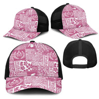 Pink Tonga Kilisimasi Fiefia Mesh Trucker Cap Pacific Patchwork Xmas Vibes LT9 - Polynesian Pride