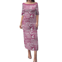 Pink Tonga Kilisimasi Fiefia Puletasi Pacific Patchwork Xmas Vibes LT9 Long Dress Pink - Polynesian Pride