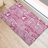 Pink Tonga Kilisimasi Fiefia Rubber Doormat Pacific Patchwork Xmas Vibes - Polynesian Pride