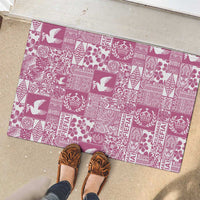 Pink Tonga Kilisimasi Fiefia Rubber Doormat Pacific Patchwork Xmas Vibes - Polynesian Pride
