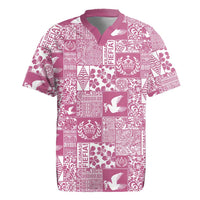 Pink Tonga Kilisimasi Fiefia Rugby Jersey Pacific Patchwork Xmas Vibes LT9 Pink - Polynesian Pride