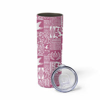 Pink Tonga Kilisimasi Fiefia Skinny Tumbler Pacific Patchwork Xmas Vibes - Polynesian Pride