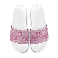 Pink Tonga Kilisimasi Fiefia Slide Sandals Pacific Patchwork Xmas Vibes - Polynesian Pride