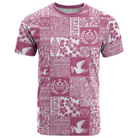 Pink Tonga Kilisimasi Fiefia T Shirt Pacific Patchwork Xmas Vibes LT9 Pink - Polynesian Pride