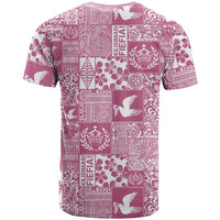 Pink Tonga Kilisimasi Fiefia T Shirt Pacific Patchwork Xmas Vibes LT9 - Polynesian Pride
