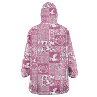 Pink Tonga Kilisimasi Fiefia Wearable Blanket Hoodie Pacific Patchwork Xmas Vibes - Polynesian Pride