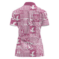 Pink Tonga Kilisimasi Fiefia Women Polo Shirt Pacific Patchwork Xmas Vibes LT9 - Polynesian Pride