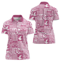 Pink Tonga Kilisimasi Fiefia Women Polo Shirt Pacific Patchwork Xmas Vibes LT9 - Polynesian Pride