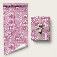Pink Tonga Kilisimasi Fiefia Wrapping Paper Pacific Patchwork Xmas Vibes - Polynesian Pride