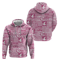 Pink Tonga Kilisimasi Fiefia Zip Hoodie Pacific Patchwork Xmas Vibes - Polynesian Pride