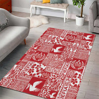 Red Tonga Kilisimasi Fiefia Area Rug Pacific Patchwork Xmas Vibes - Polynesian Pride